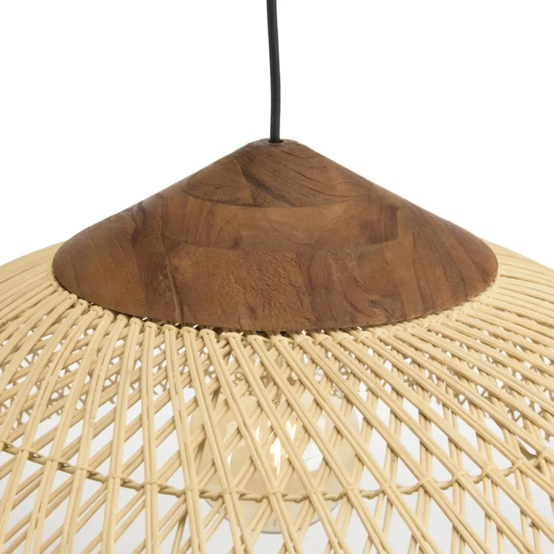 Macabane Suspension en rotin et teck recyclé SIXTINE couleur naturelle Discount