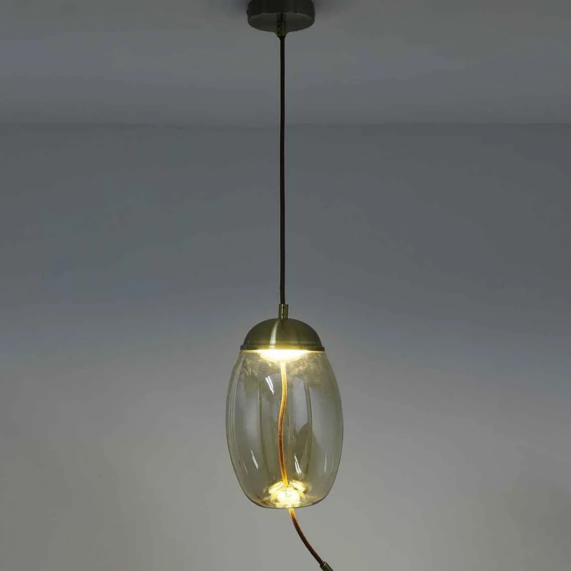 3S. x Home Suspension LED ODALIA Verre Transparent fumé