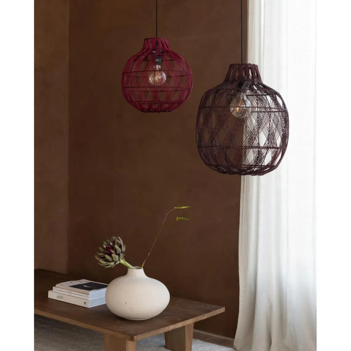 Good & Mojo Suspension Mendoza bambou abat-jour bordeaux Online