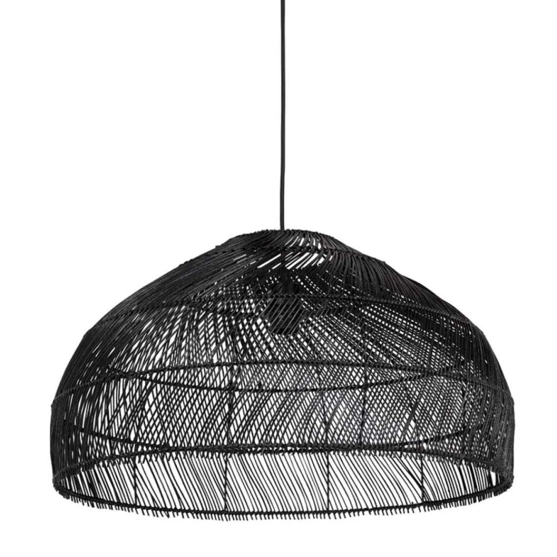 ALTEREGO Suspension ronde 'CANUL' en rotin tressé noir Outlet