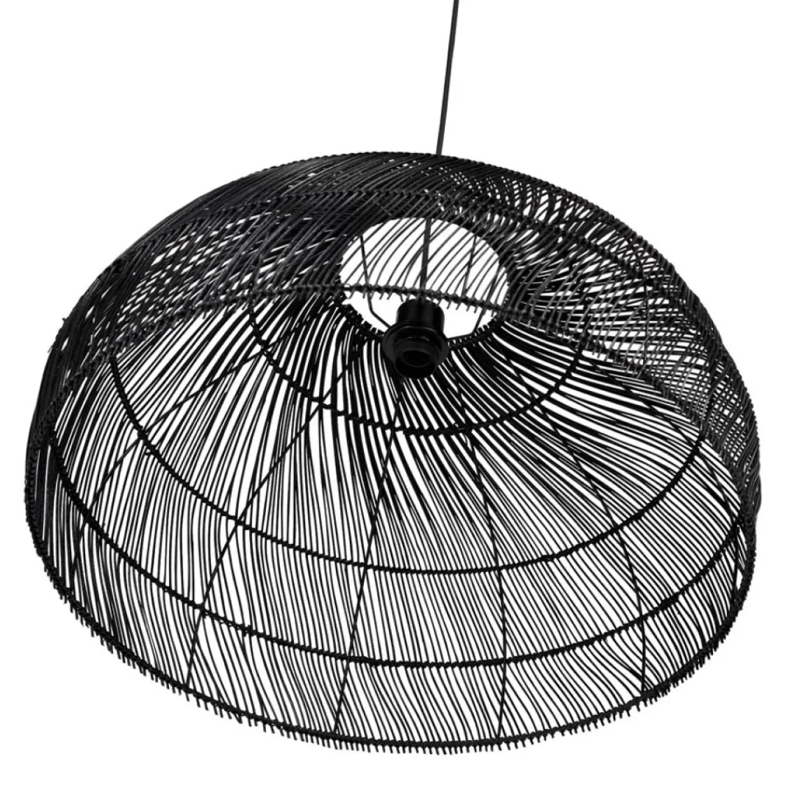 ALTEREGO Suspension ronde 'CANUL' en rotin tressé noir Outlet