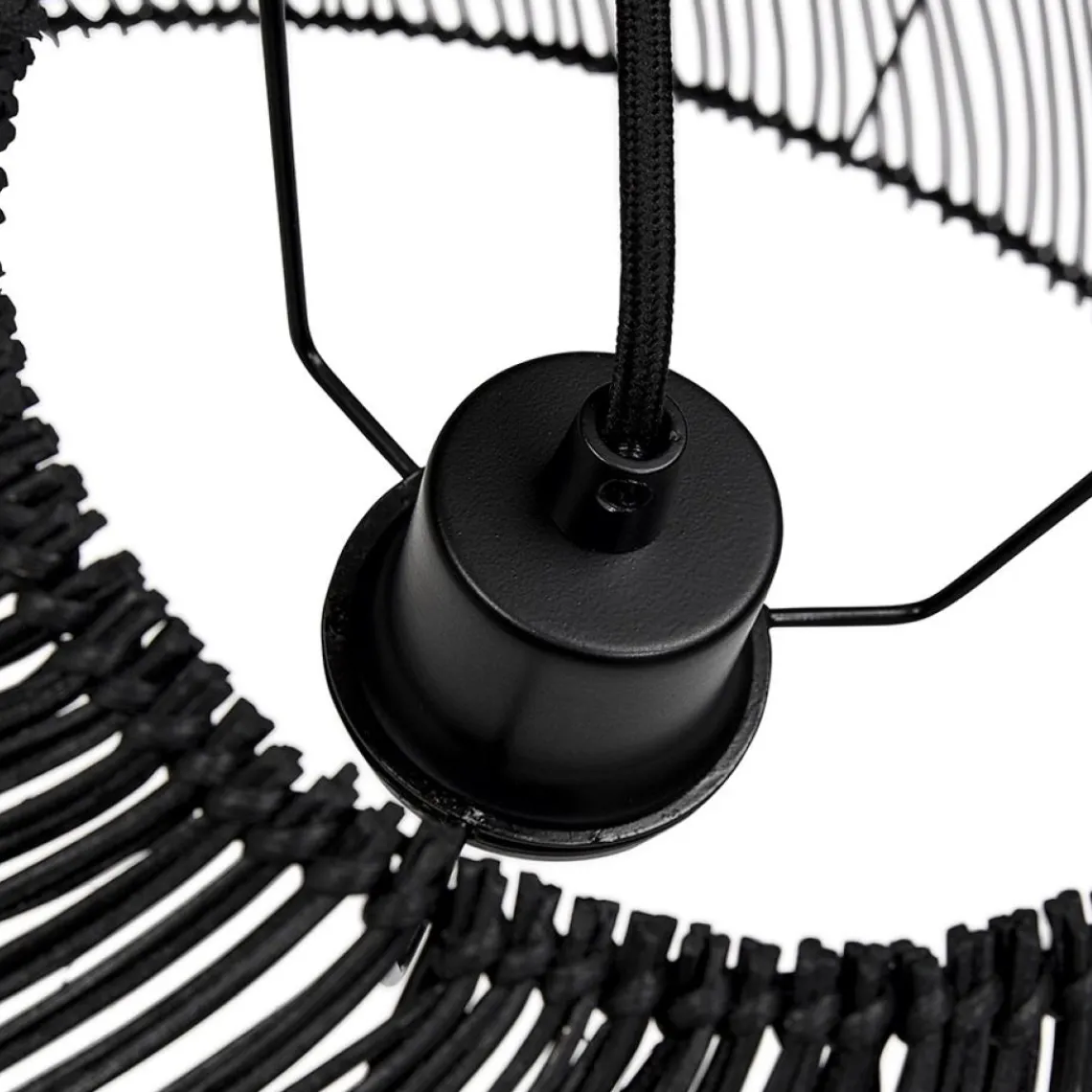 ALTEREGO Suspension ronde 'CANUL' en rotin tressé noir Outlet