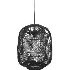 ALTEREGO Suspension style lanterne 'PACITO' en rotin noir