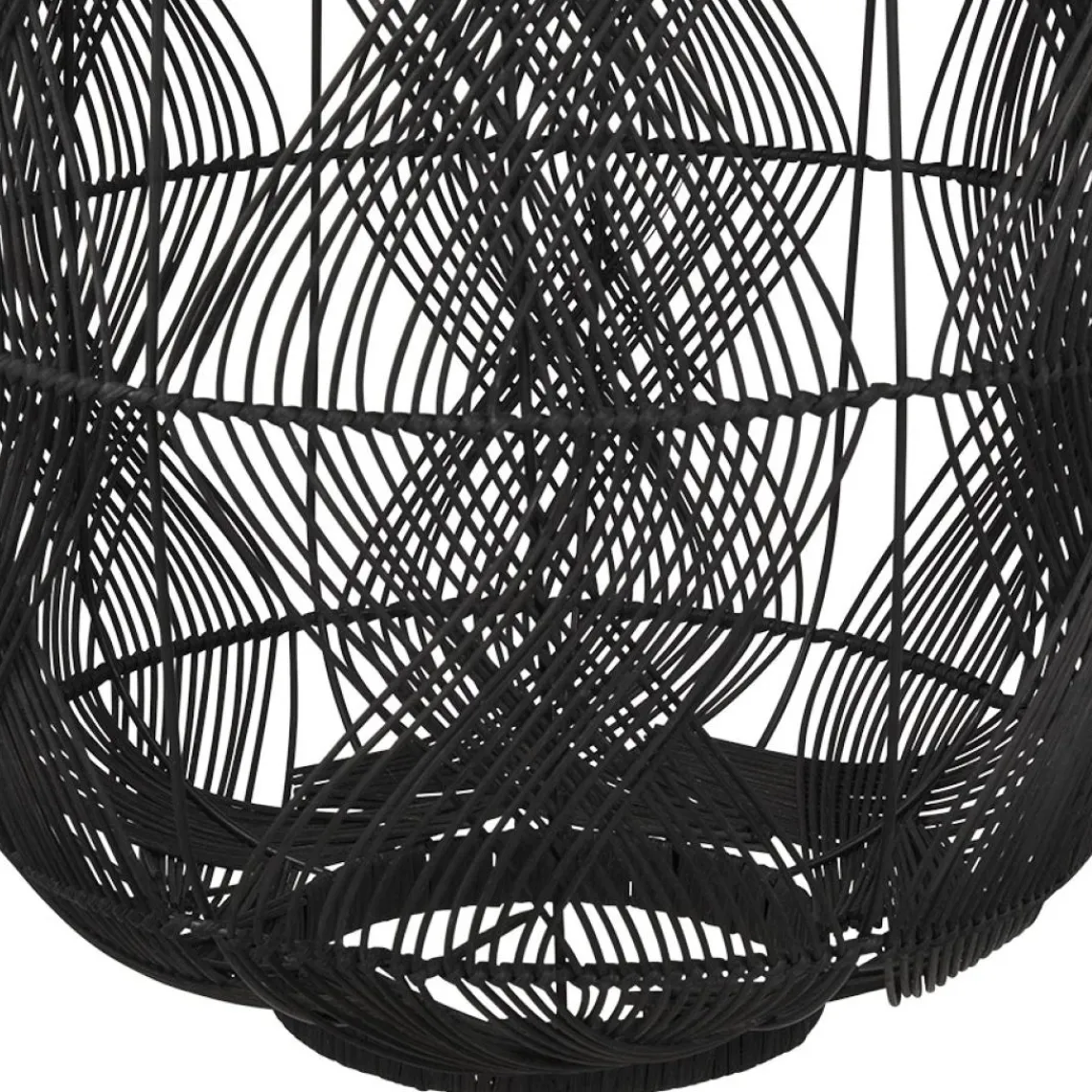 ALTEREGO Suspension style lanterne 'PACITO' en rotin noir