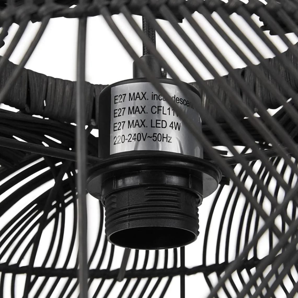 ALTEREGO Suspension style lanterne 'PACITO' en rotin noir