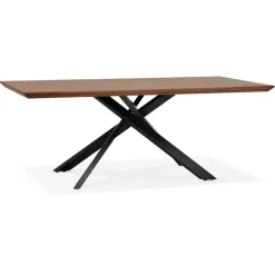 ALTEREGO Table à diner avec pied central en x 'WALABY' en bois finition Noyer Discount