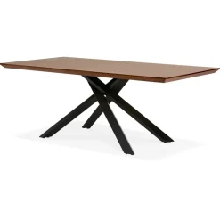 ALTEREGO Table à diner avec pied central en x 'WALABY' en bois finition Noyer Discount