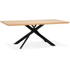 ALTEREGO Table à diner avec pied central en x 'WALABY' en bois finition naturelle New