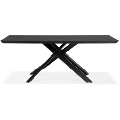 ALTEREGO Table à diner design avec pied central en x 'WALABY' en bois noir Sale