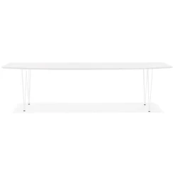 ALTEREGO Table à dîner design extensible 'HUSKI' blanche avec pieds en métal blanc Clearance