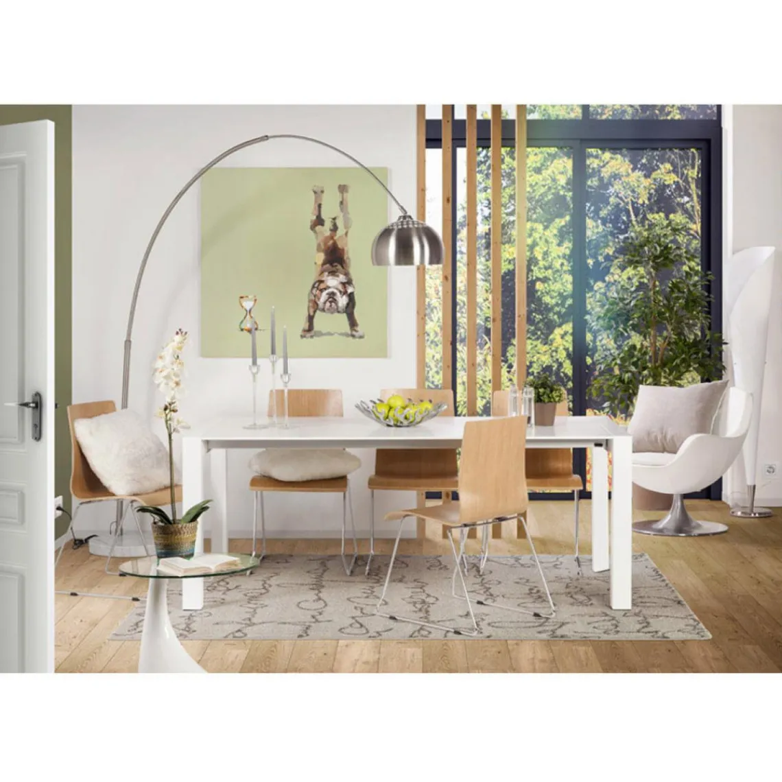 ALTEREGO Table à Manger blanche 2 rallonges KIMMIE Sale