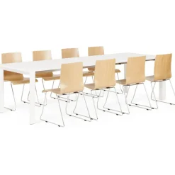 ALTEREGO Table à Manger blanche 2 rallonges KIMMIE Sale