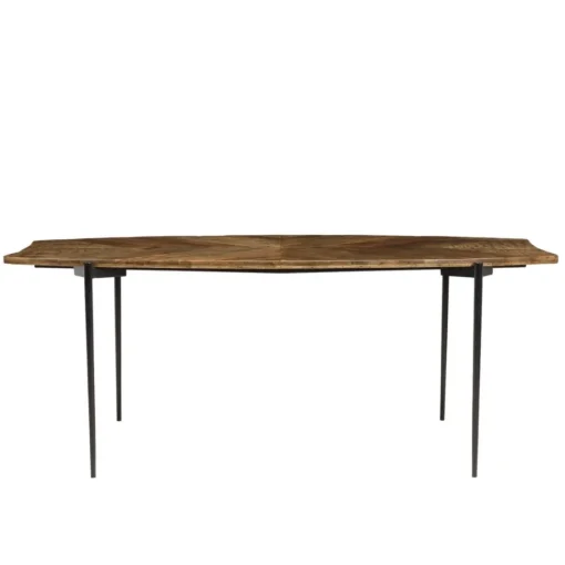 Macabane Table à manger bords concaves en bois et pieds métal KIARA