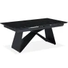 3S. x Home Table à manger extensible Mogarie en Verre effet marbre noir et pieds Métal Noir Clearance