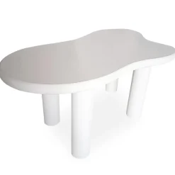 3S. x Home Table à manger forme nuage asymétrique VALDO Blanc minéral texturé Outlet