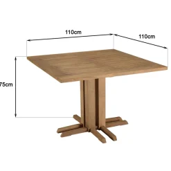 Macabane Table à manger jardin carrée teck recyclé KALLY Marron Clearance