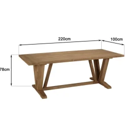 Macabane Table à manger jardin teck recyclé pieds en V inversé KALLY Marron Sale