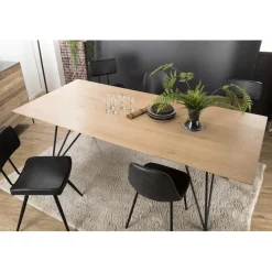Macabane Table À Manger MAXENCE 220X100 Bois Chêne Pieds Croisés Métal Best