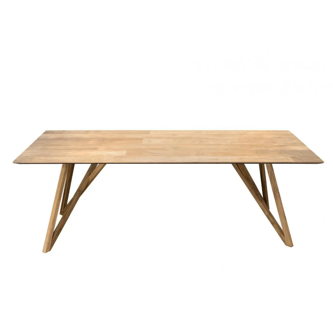 Macabane Table À Manger MAXENCE 220X100Cm Bois Teck Recyclé Pieds Croisés Teck Discount