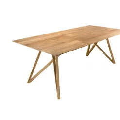 Macabane Table À Manger MAXENCE 220X100Cm Bois Teck Recyclé Pieds Croisés Teck Discount