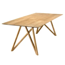 Macabane Table À Manger MAXENCE 220X100Cm Bois Teck Recyclé Pieds Croisés Teck Discount