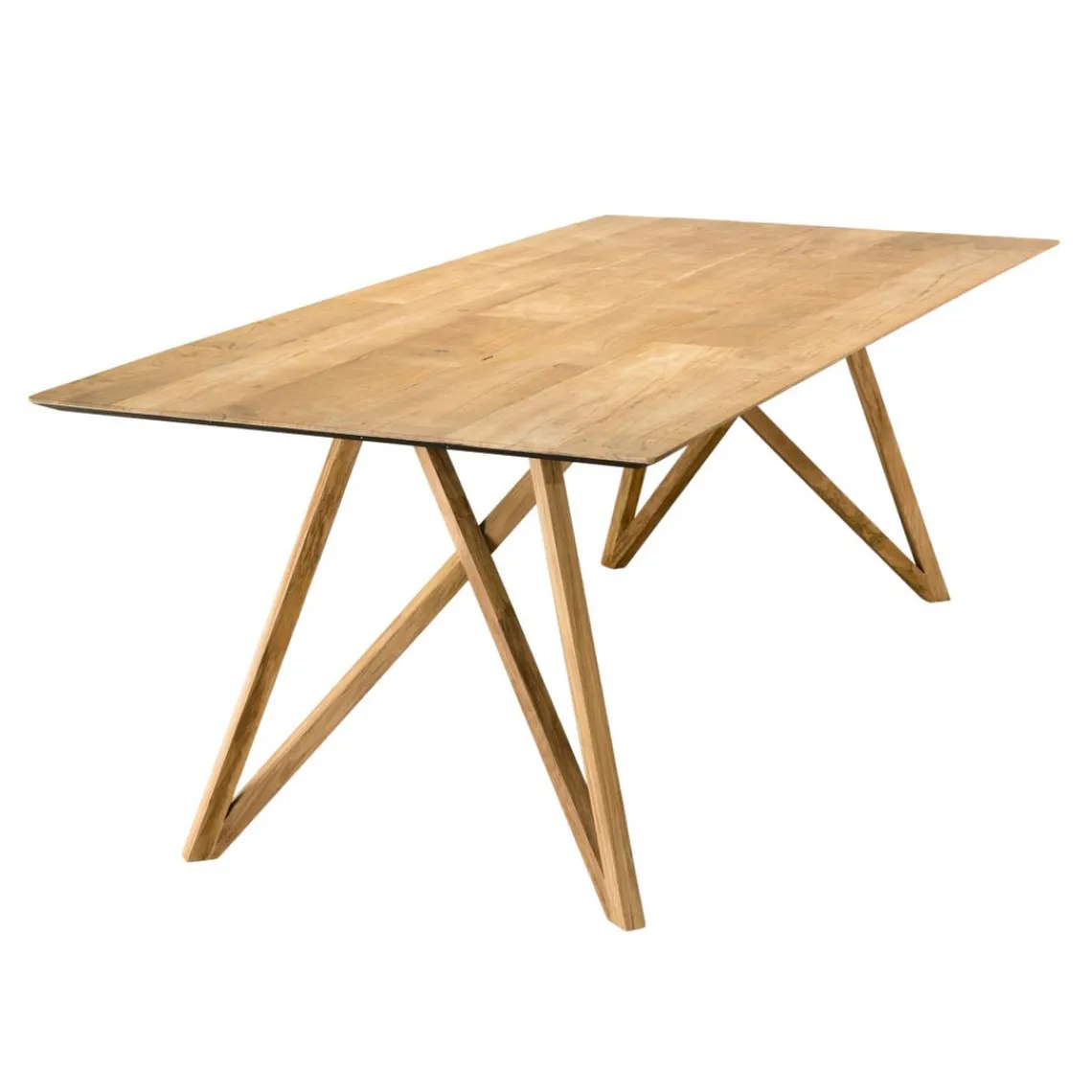 Macabane Table À Manger MAXENCE 220X100Cm Bois Teck Recyclé Pieds Croisés Teck Discount