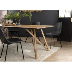 Macabane Table À Manger MAXENCE 220X100Cm Bois Teck Recyclé Pieds Croisés Teck Discount