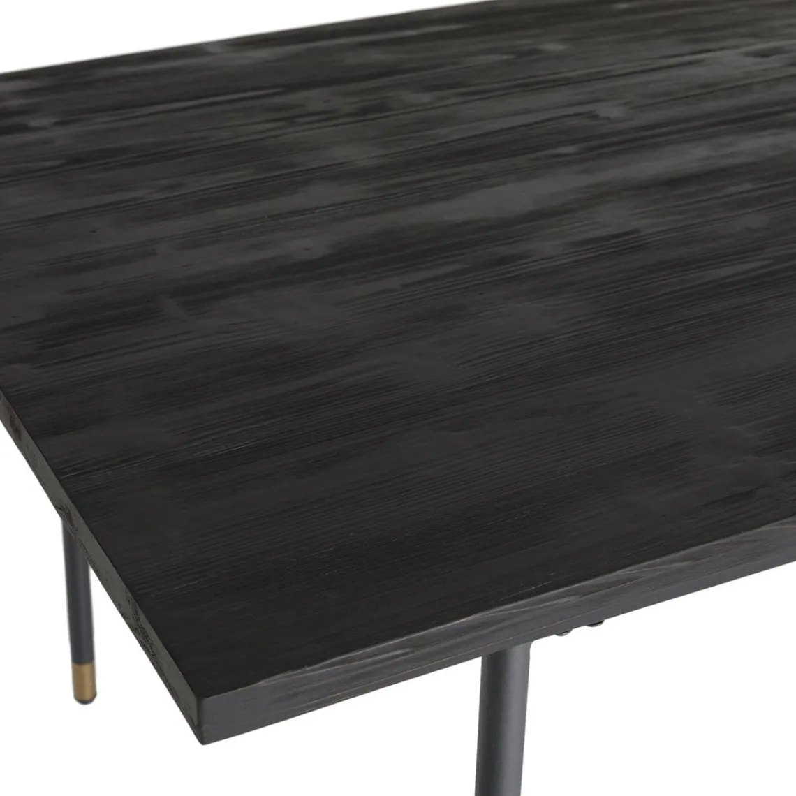 Macabane Table à Manger Noire 200 x 100 cm Pin Vieilli YANIS Online