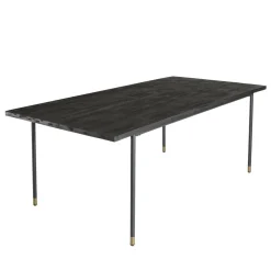 Macabane Table à Manger Noire 200 x 100 cm Pin Vieilli YANIS Online