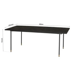 Macabane Table à Manger Noire 200 x 100 cm Pin Vieilli YANIS Online