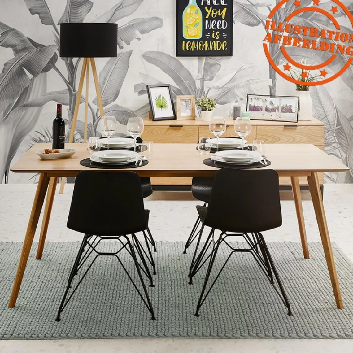 ALTEREGO Table à manger ou bureau design 'BARISTA' en bois style scandinave New