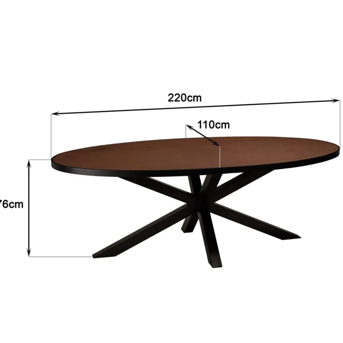 Macabane Table à manger ovale couleur rouille et effet pierre BASILE Clearance
