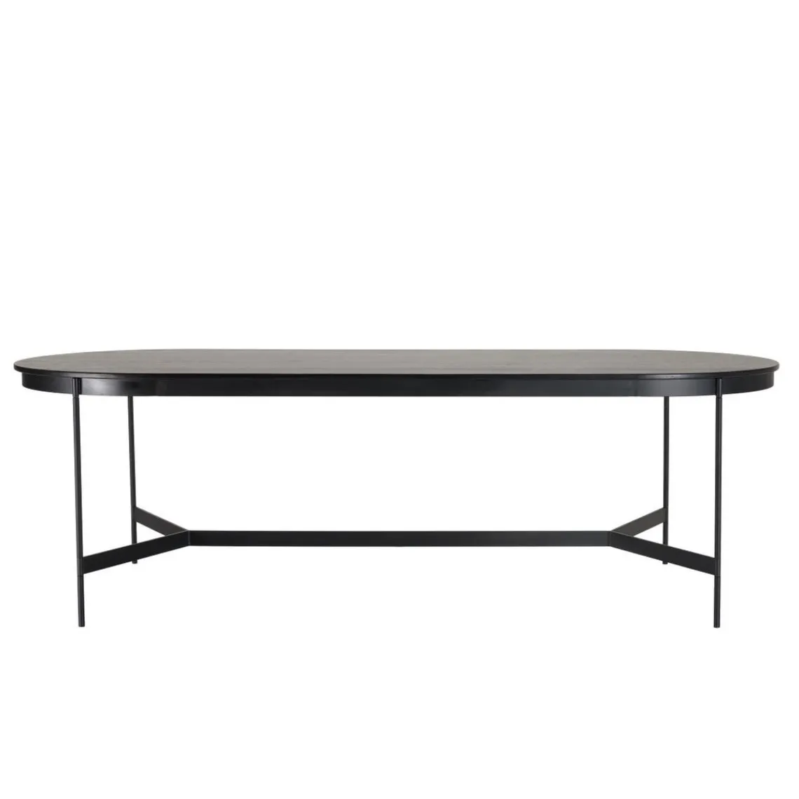 Macabane Table à manger ovale Noir piètement métal Hot