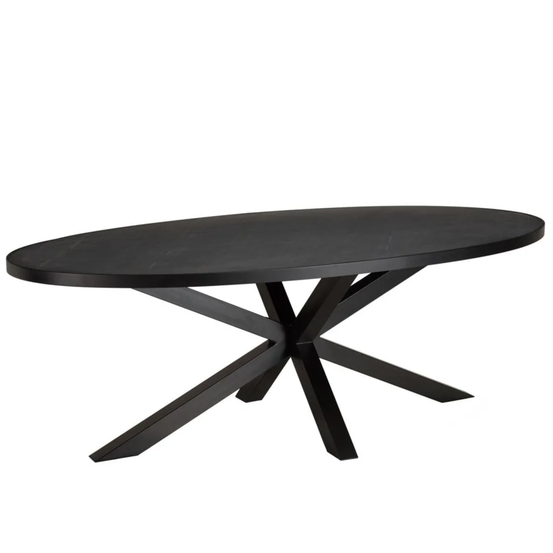 Macabane Table à manger plateau ovale noire effet pierre BASILE Discount