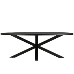 Macabane Table à manger plateau ovale noire effet pierre BASILE Discount