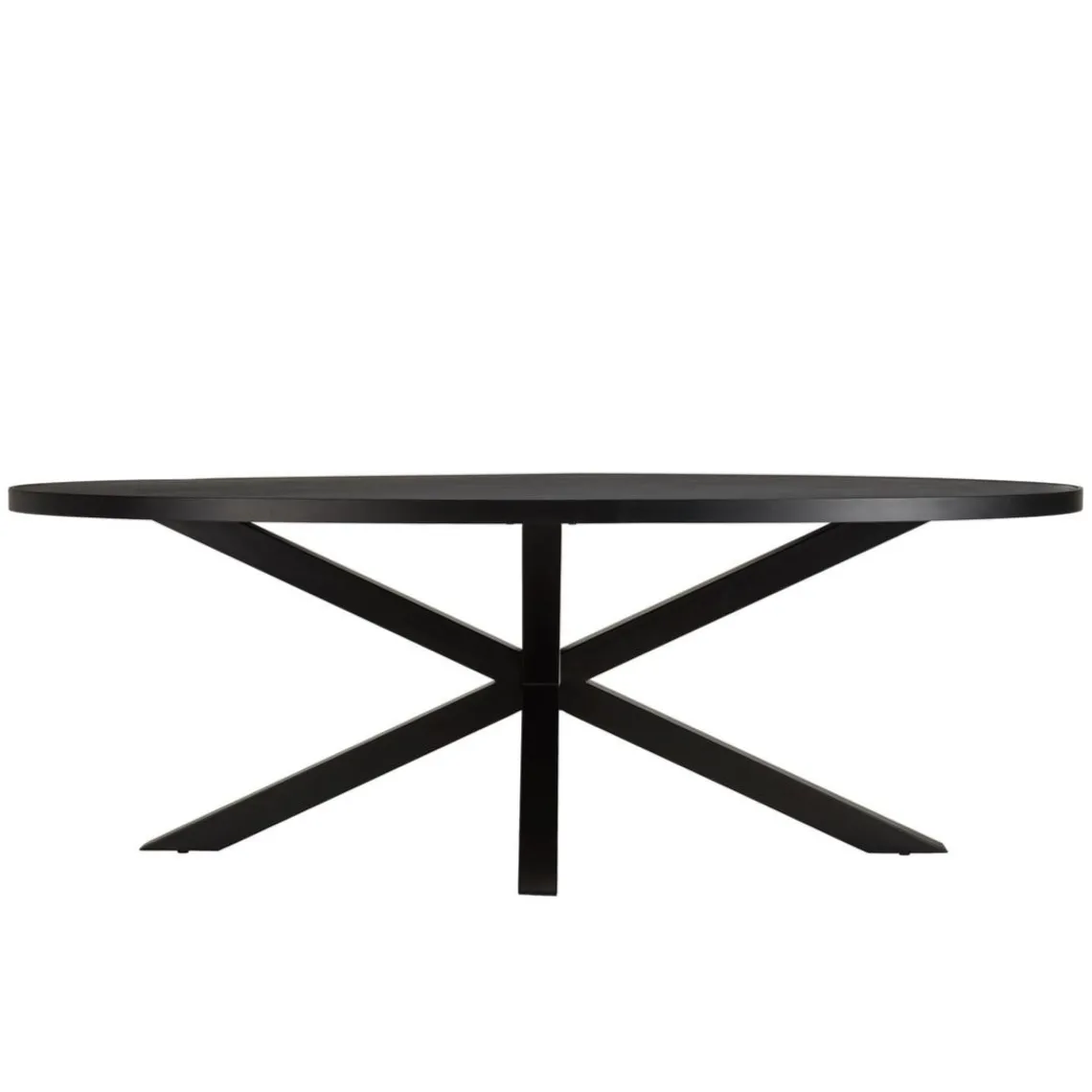 Macabane Table à manger plateau ovale noire effet pierre BASILE Discount