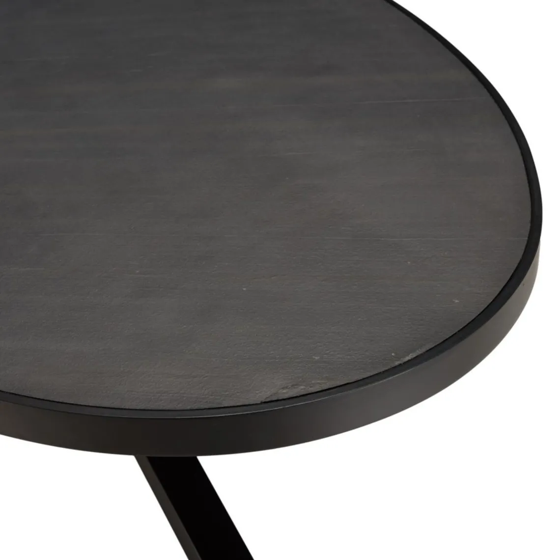 Macabane Table à manger plateau ovale noire effet pierre BASILE Discount