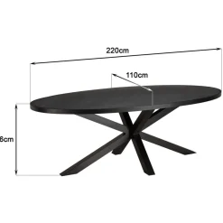 Macabane Table à manger plateau ovale noire effet pierre BASILE Discount