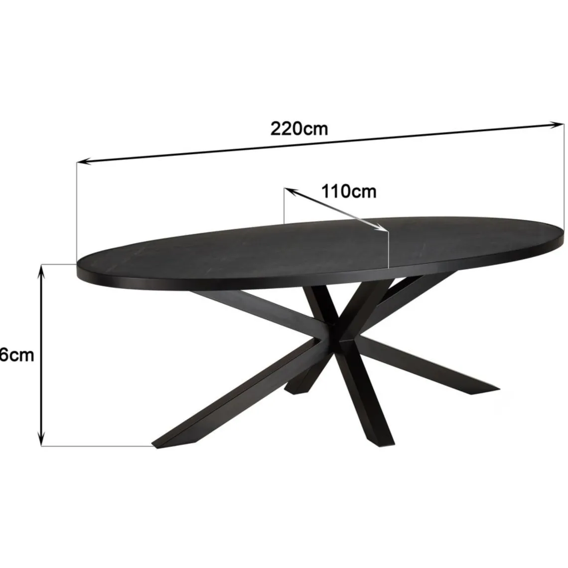 Macabane Table à manger plateau ovale noire effet pierre BASILE Discount