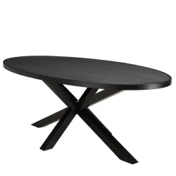 Macabane Table à manger plateau ovale noire effet pierre BASILE Discount