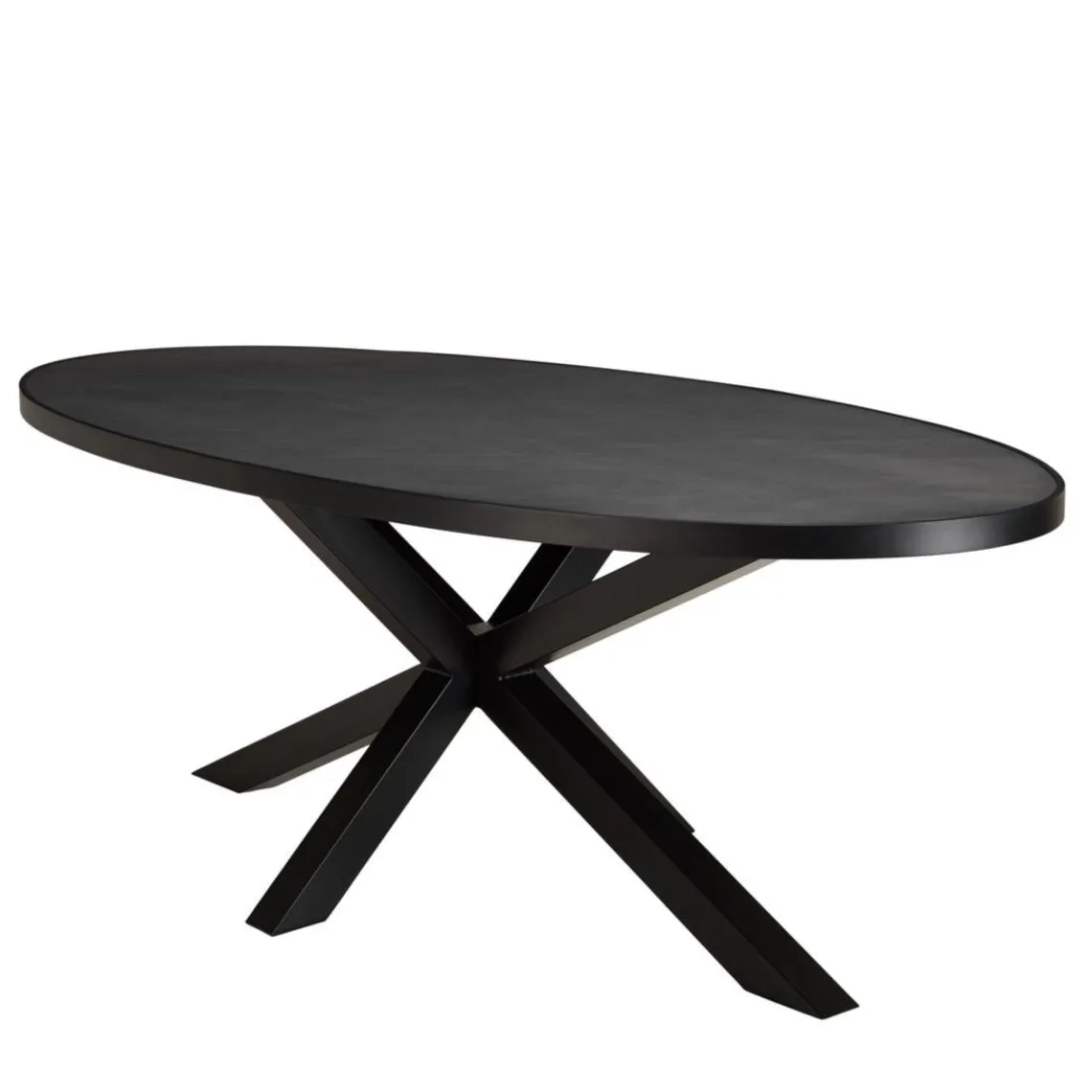 Macabane Table à manger plateau ovale noire effet pierre BASILE Discount