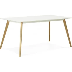 ALTEREGO Table à Manger rectangulaire blanche pieds bois CANDY Sale
