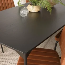 Macabane Table à manger rectangulaire Noir piètement métal Outlet