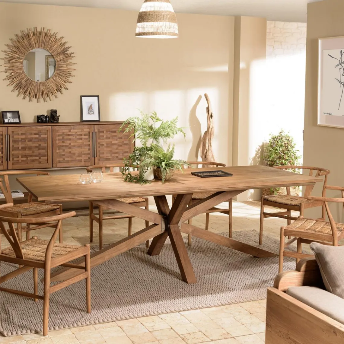 Macabane Table à manger rectangulaire 240x100cm en bois teck recyclé New