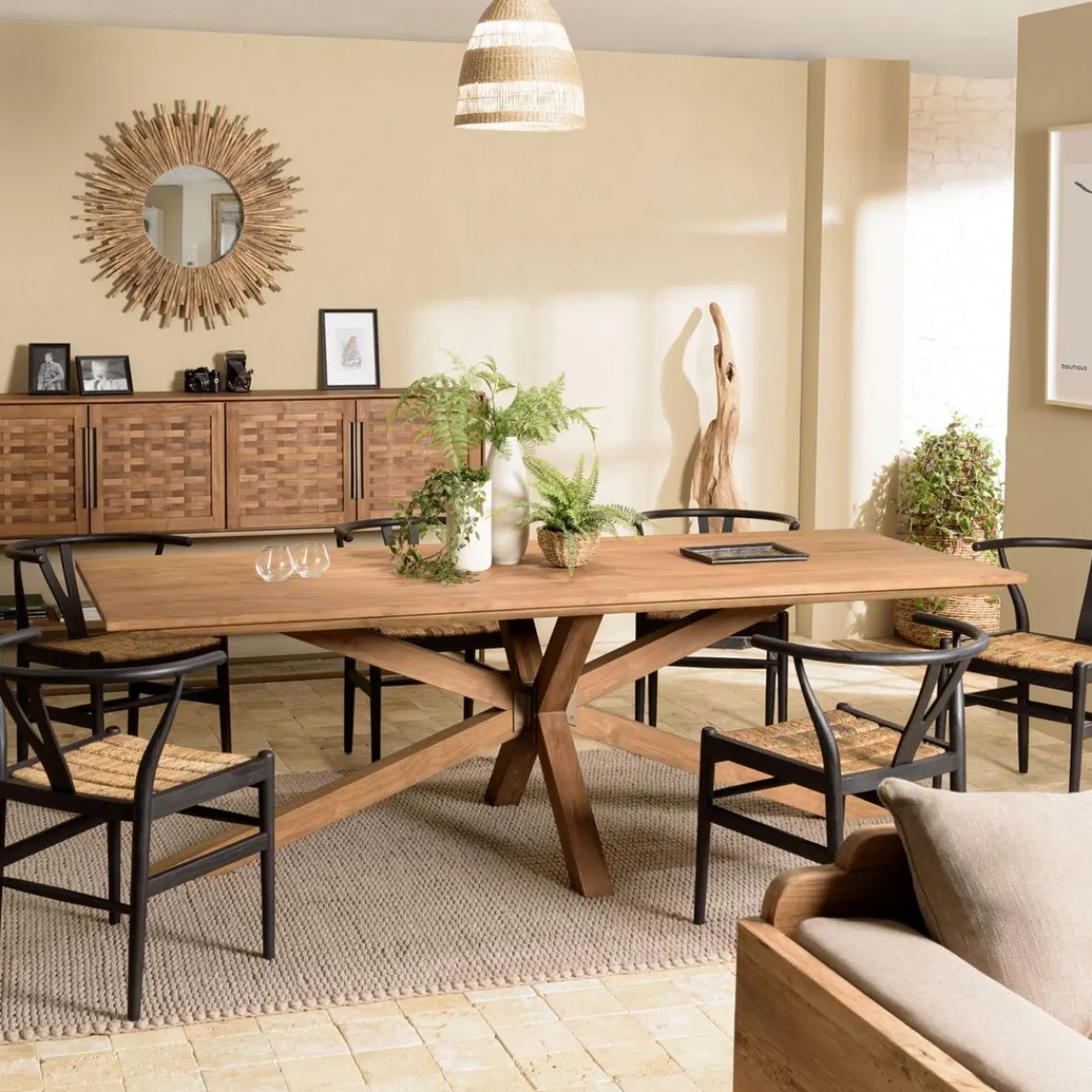 Macabane Table à manger rectangulaire 240x100cm en bois teck recyclé New