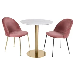House Nordic Table à Manger Ronde en Acier Imitation Marbre COUCI New