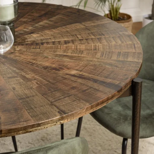 Macabane Table à manger ronde en bois et pieds métal KIARA Online