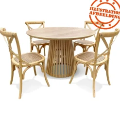 ALTEREGO Table à manger ronde 'PERI' en bois naturel Sale