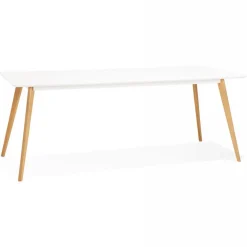 ALTEREGO Table à Manger Scandinave Chêne Blanc 200x78cm CLADIE Best
