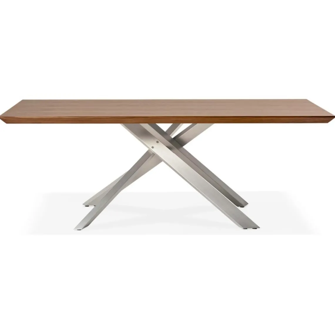 ALTEREGO Table à manger 'WALABY' en bois finition Noyer avec pied central en métal New